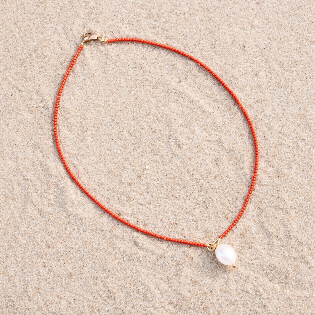 Coral & Baroque Pearl Necklace