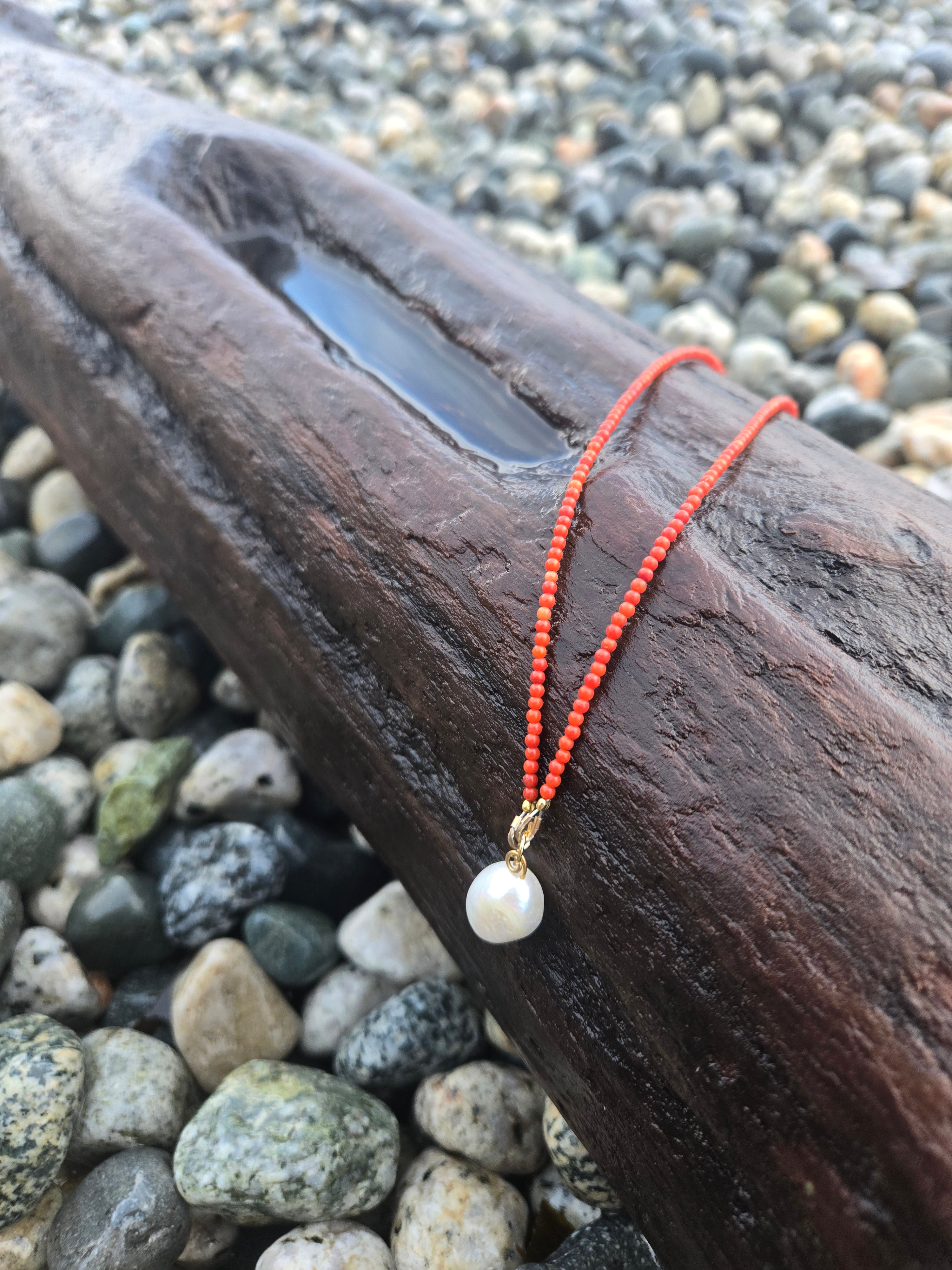 Coral & Baroque Pearl Necklace